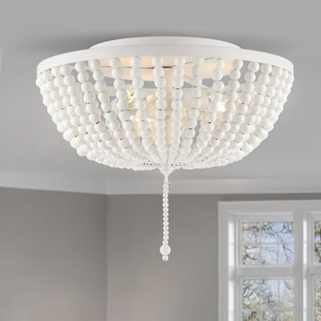 Allison 15" Wood Beaded/Metal LED Flush Mount
